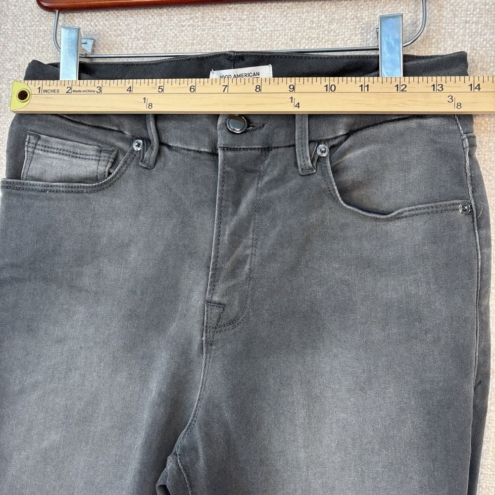Good American Jeans Womens 6/28 Grayish Black Good Legs Raw Hem Stretch Crop - Picture 3 of 10